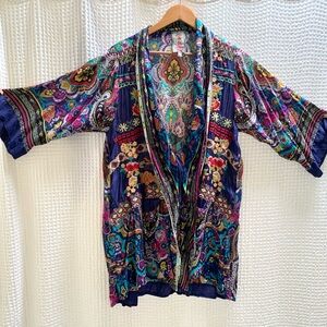 Johnny Was Silk Multicolor Paisley Kimono